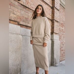 Free people Hailee sweater skirt set medium color Peyote